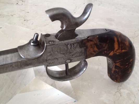 Auguste Francotte salon pistol with automatic bayonet, Belgium 1860