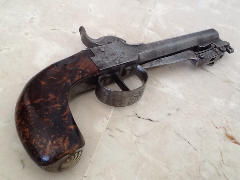 Auguste Francotte salon pistol with automatic bayonet, Belgium 1860