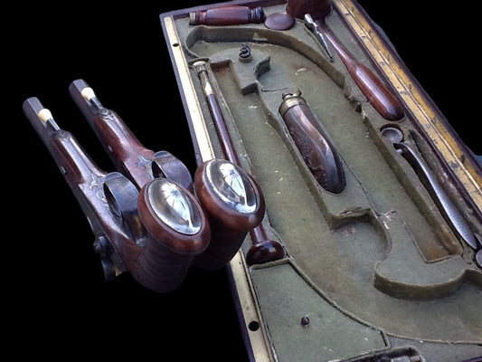 Pair of dueling pistols, mid-19th century. Belgium, Liège, circa 1850.