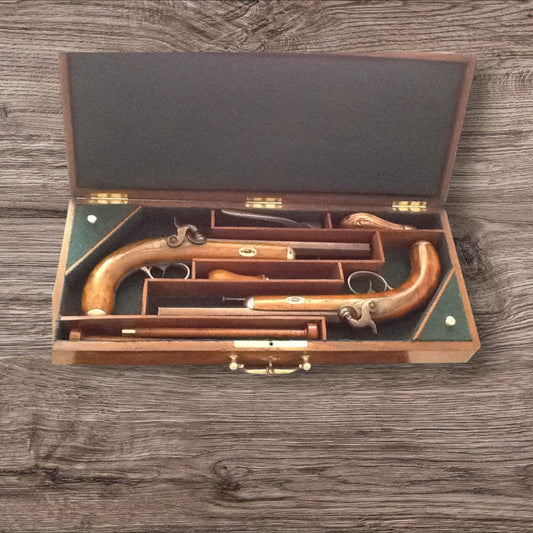 French Dueling Pistols, Saint-Étienne, c. 1850 (Napoleonic Era)