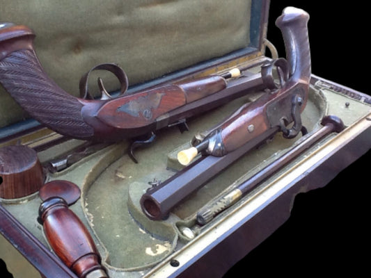 Pair of dueling pistols, mid-19th century. Belgium, Liège, circa 1850.